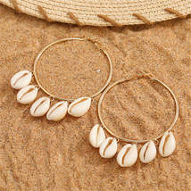 Shell &amp; 18K Gold-Plated Tassel Hoop Earrings - £9.76 GBP