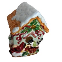 Nantucket Home Ceramic Cardinal Christmas Cookie Jar Canister READ - $19.79