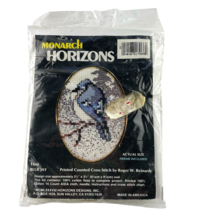 Monarch Horizons Cross Stitch Kit Blue Jay TA66 by Reinardy w Oval Frame - $14.22