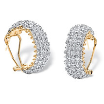 PalmBeach Jewelry Genuine Diamond Cluster Hoop Earrings Gold-Plated - £55.38 GBP