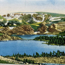 Twin Lakes Beartooth Mountains Vintage Postcard Linen Yellowstone Americana - £7.95 GBP