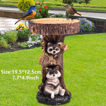 Garden Statues Raccoon Birdbath Poly-Resin Antique Bird Bath Ornament fo... - £26.63 GBP