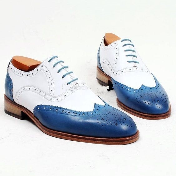 New Handmade Oxford leather shoes for men, men formal shoes, spectator dress sho