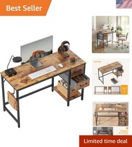 Elegant 47&#39;&#39; Rustic Brown Computer Desk with 2 Drawers and Adjustable Fe... - $117.99