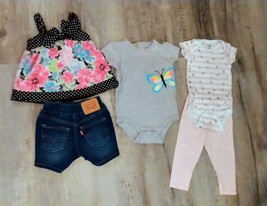 Baby girls 12 month clothing Lot Of 5 Levi&#39;s, Carter&#39;s, Baby Gamz, Gerber... - £6.84 GBP