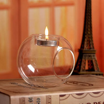 Creative Glass Candle Holder Heat-resistant Glass Round Candle Holder - $2.86