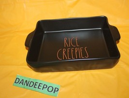 Rae Dunn Rice Creepies Black Orange Square Baking Pan Ceramic Display Halloween  - £63.22 GBP