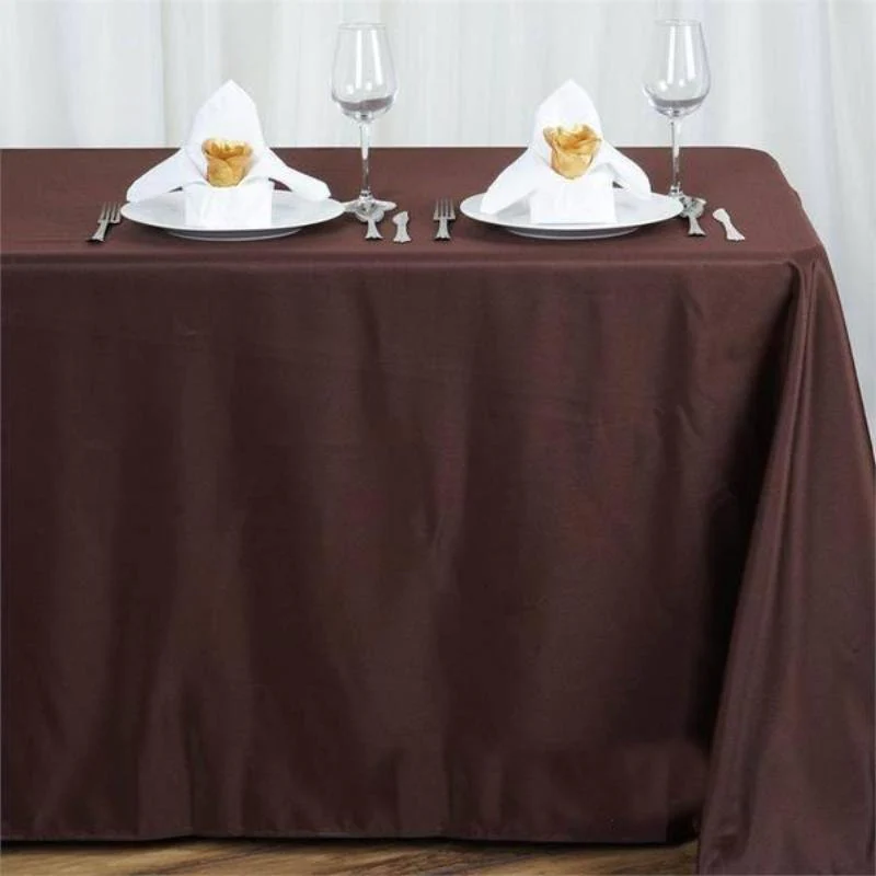 Chocolate - 90x156&quot; Polyester Rectangle Tablecloths Wedding Party Events - £27.88 GBP