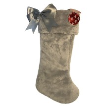 Juicy Faux Fur Christmas Stocking with Satin Bow and Pom Pom - New - £8.49 GBP