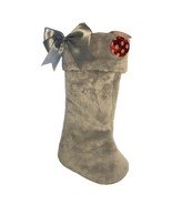 Juicy Faux Fur Christmas Stocking with Satin Bow and Pom Pom - New - £8.55 GBP