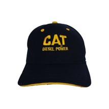 Caterpillar CAT Diesel Power Black Baseball Hat Cap Fraying on Brim Hook &amp; Loop - £11.71 GBP