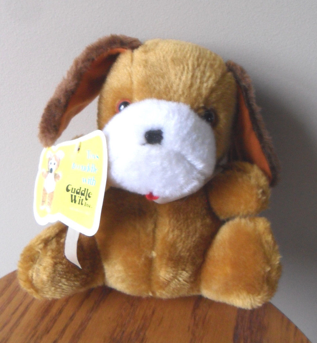 Puppy Dog Plush Stuffed Vintage Brown Rust Cuddle Wit 8" Tall NEW with tags - $39.15