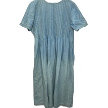 Vintage Positive Attitude Chambray Denim Dress Pleated Front Size 18 A-Line - £23.31 GBP