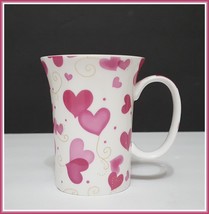 NEW RARE Coastline Imports Valentine&#39;s Pink Hearts Mug 10 OZ Bone China - $24.99