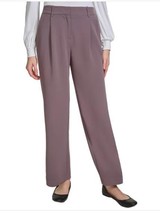 DKNY Womens Dress Pants Taupe Wide Leg Pockets High-Rise Stretch Relaxed... - $42.99