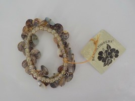 Beachcombers Light Brown Sand Color Elastic Bracelet Beads Costume Jewelry Beach - £7.98 GBP