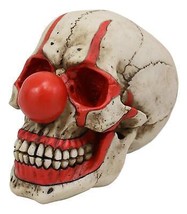 Halloween Creepy Red Nose IT Jester Clown Harlequin Joker Skull Figurine 5&quot;H - £26.45 GBP