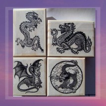 4 Dragon, Dragons, Medieval, Oriental New Mounted Rubber Stamps - £24.12 GBP