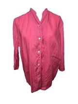 Jillian Jones Womens100% Linen Button-Up Shirt Sz L Breathable Lagenlook... - $21.66