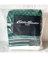 Eddie Bauer Nordic Fair Isle Sherpa Throw - Green/Navy Fleece Blanket Re... - $37.95