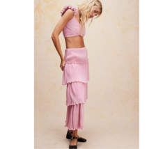 New Free People Saylor Gianna Set $308 SMALL Pink METALLIC DETAIL  - $178.20