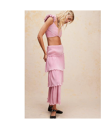 New Free People Saylor Gianna Set $308 SMALL Pink METALLIC DETAIL  - £139.83 GBP