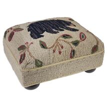 Rustic Bear-Themed Hooked Wool Footrest - $308.26