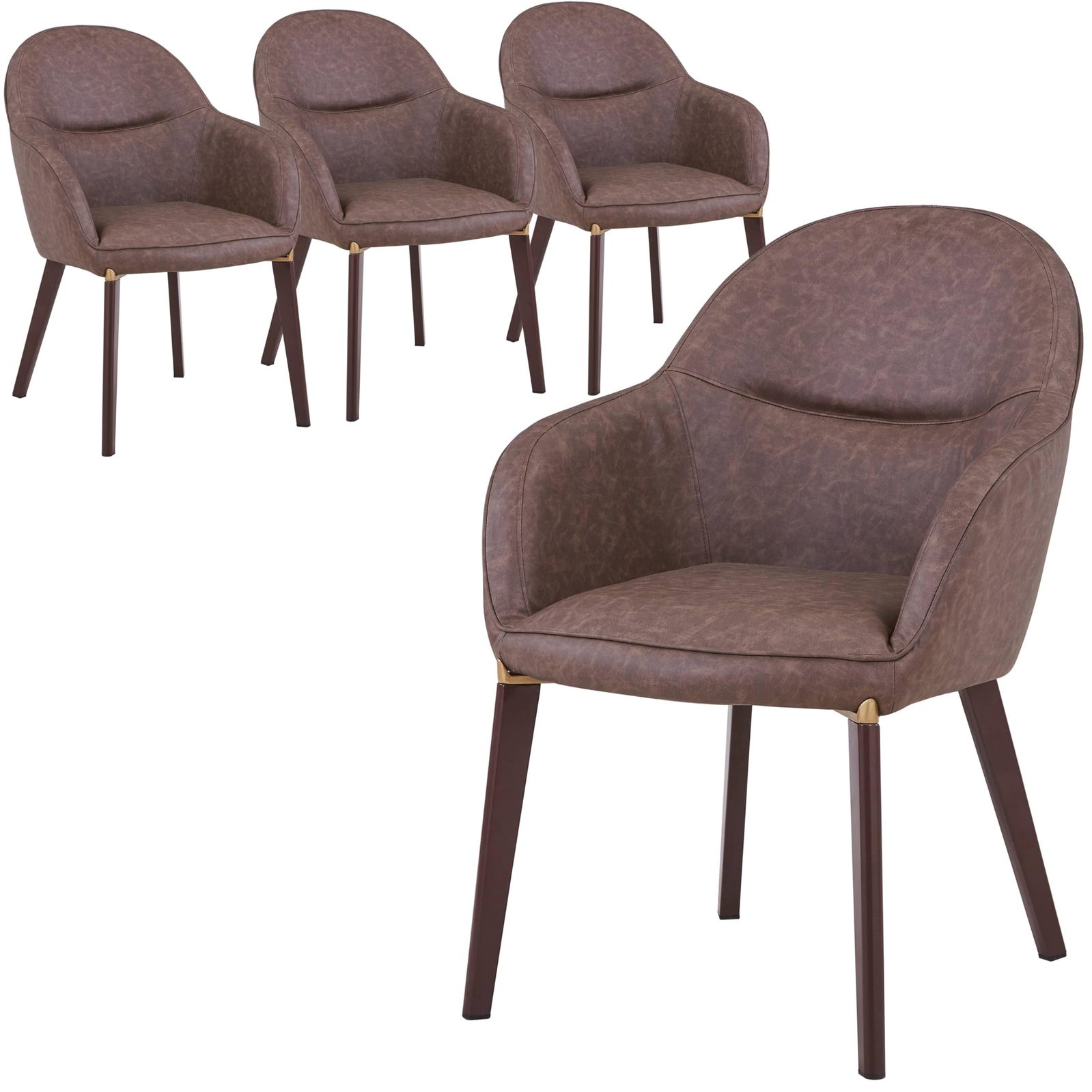 LeisureMod Dining Chair Upholstered in Leather Velvet with Barrel Back D... - $1,023.12