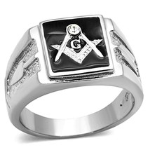 RING MASONIC High polished Stainless Steel with Top Grade Crystal CZ tk1158 - £31.61 GBP