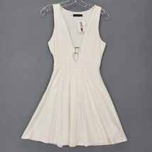 Fore Women Dress Size S White Midi Stretch Deep V-Neck A-Line Sleeveless Preppy - £10.75 GBP