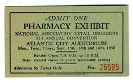 1930 Pharmacy Exhibit Ticket National Association Retail Druggists Atlan... - $27.79