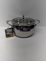 New David Burke Splendor 4 Quart Casserole Pot with Lid Silver Stainless... - $35.00