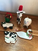 Lot of Handmade Clothes Pin Painted Wood Milk Cow Sheep Christmas GOOSE Farm Ani - £11.97 GBP
