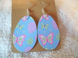 1 pair light blue butterflies vinyl backed earing  mnmt thumb200