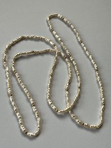 Vintage Long Dainty Faux Cream Freshwater Pearl &amp; Tiny Goldtone Spacer Bead Neck - $11.29