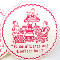 3 Kissin Wears Out Cookery Don&#39;t Coasters Vintage Beverage Paper 1 Side ... - £6.97 GBP
