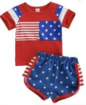 Toddler Boy Independence Day Outfit Short Sleeve Top Bloomers Summer Set, 12M - £4.29 GBP