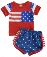 Toddler Boy Independence Day Outfit Short Sleeve Top Bloomers Summer Set... - £4.24 GBP