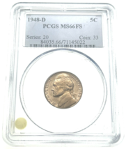 1948-D 5C Jefferson Nickel PCGS MS66FS Full Steps Nice Color! - $2,214.44 MXN