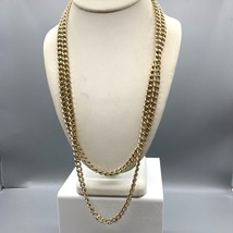 Long Eloxal Curb Chain Necklace, Gold Tone Lightweight Aluminum - $50.31