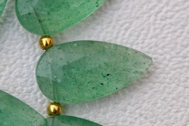 Natural, 20 piece faceted pear green STRAWBERRY QUARTZ briolette beads, 9x17 mm  - £51.43 GBP