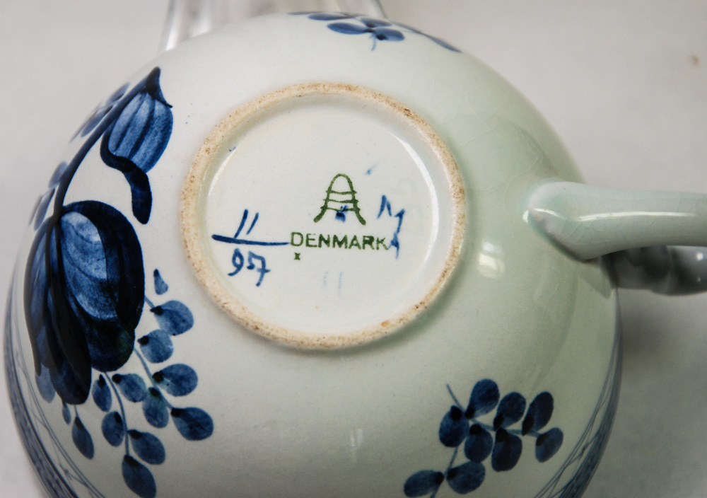 Royal Copenhagen Tranquebar Blue 4" Flat Cup & Saucer 957 Denmark Item image 3