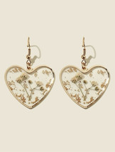 Heart Flower Gold Earrings Dangle Drop NWOT - £8.07 GBP