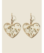 Heart Flower Gold Earrings Dangle Drop NWOT - £8.12 GBP