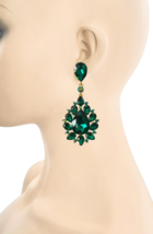 3.1/8&quot; Long Linear Statement Clip On Evening Casual Chic Earring Green C... - £15.91 GBP