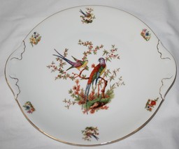 Bohemia Ceramic Czech  &quot;The Eaton&quot; Birds of Paradise Round Handled Cake ... - £37.54 GBP