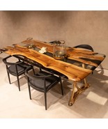 HANDI STONE Epoxy Square Table (Top and Base Both) Natural Wood Table, Wooden Of - $575.00