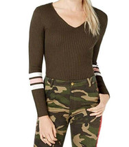 Hooked Up by IOT Shapewear Juniors Lace Up Varsity Stripe Sweater, Large - £19.31 GBP