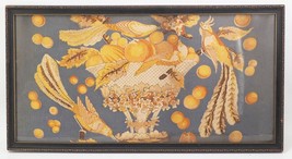 Antique Birds IN Fruit Bowl Fabric Textile Art W / Frame-
show original title... - £340.65 GBP