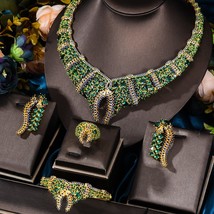 NEW ARRIVAL 4PCS Indian Jewelry set For Women Wedding Cubic Zircon Crystal Naija - £239.18 GBP